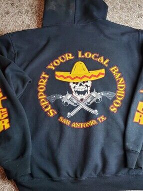 SYLB Hoodie Bandidos Club San Antonio Sz. M Heavy Wear. See Pics.